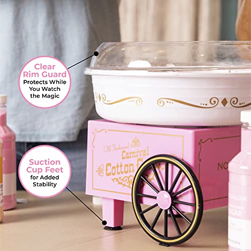 Nostalgia Cotton Candy Machine Retro Cotton Candy Machine for Kids with 2 Reusable Cones, 1
