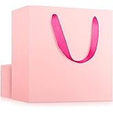 EUSOAR Paper Bags with Handles for Gifts, 12.5x4.5x11 inches 20pcs Handled Paper Bag, Pink Sturdy Kraft Gift Package Craft Welcome Party Present Bags