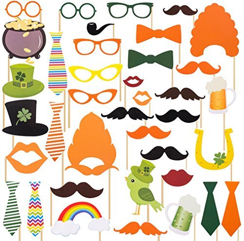 St Patricks Day Photo Booth Props - 36 pcs | Dress Up Accessories for Irish Birthday, Festival, Wedding, Party, Celebrations, Parade