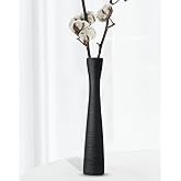 MZYOUHUO Black Tall Vase, 16 Inch Tall Slender Flower Vases, Handmade Brushed Ceramic Vase, Modern Minimalist Style Decor for Living Room, Home, Office, Centerpiece, Wedding Party - Matte Black