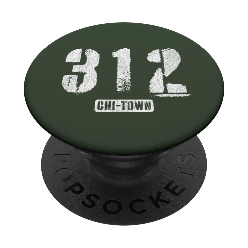 312 Chi-Town Chicago IL Rough Stencil Design With Details PopSockets Swappable PopGrip