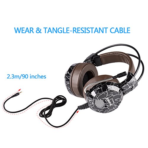 XIBERIA-Gaming-Headset-with-Microphone-Over-Ear-Wired-Surround-Sound-Computer-Headphones-Volume-Control-Enhanced-Bass-Noise-Canceling-with-LED-Light-for-Playstation-4Laptop-and-PC-Brown