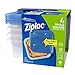 Ziploc Food Storage Meal Prep Containers with One Press Seal, for Travel and Organization, Dishwasher Safe, Small Square, 4 Count