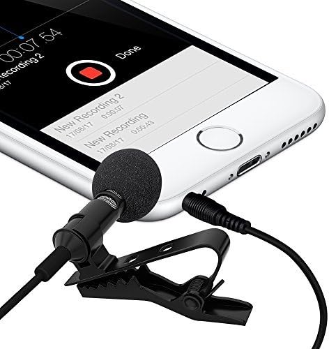 2 Pack Miracle Sound Deluxe Lavalier Lapel Clip-on Omnidirectional Condenser Microphone for Apple iPhone, Ipad, iPod Touch, Samsung Android and Windows Smartphones