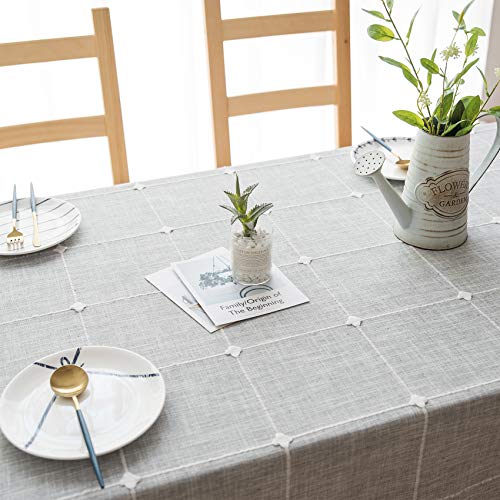 Grey Rustic Square Table Cloth (55"x70") - Cotton Linen Table Cloths for Kitchen - Dust-Proof Table Cover - Modern Decorative Dining Table Cover - Outdoor Patio Table Cover - Rectangle Tablecloth - Thumbnail 4