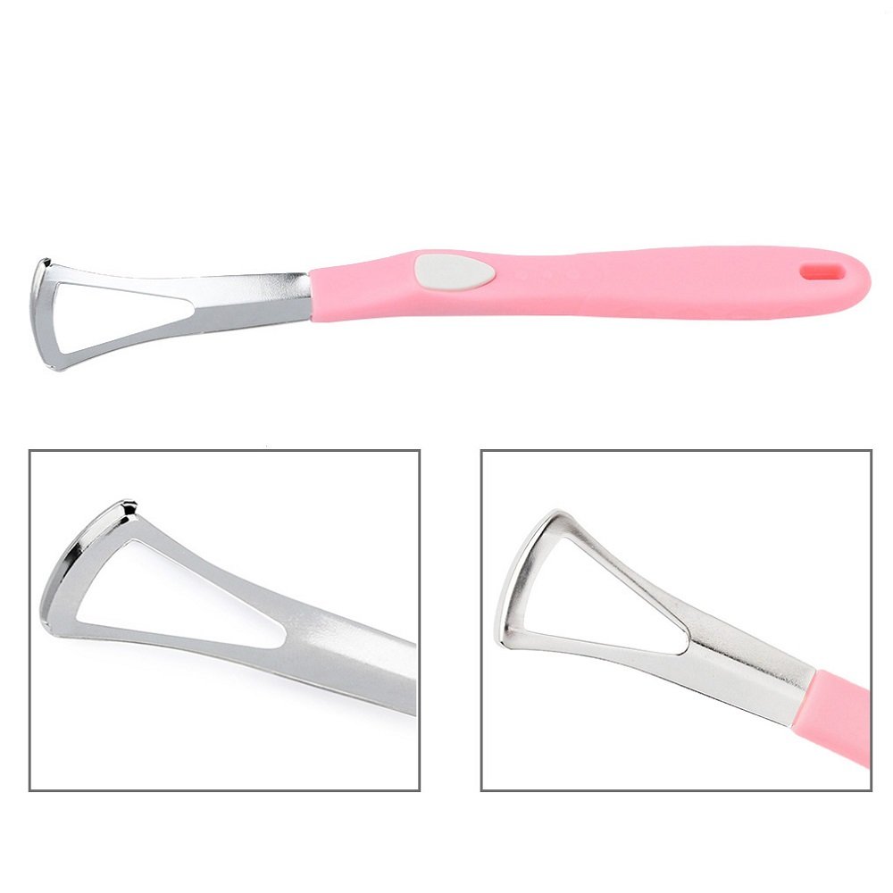 Pevor Stainless Steel Tongue Scraper Cleaner Breath Fresher for Oral Care (Pink)