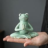 OwMell Ceramic Zen Frog Decor, Ceramic Yoga Pose Meditation Frog Staute for Home Zen Decoration - Prayer
