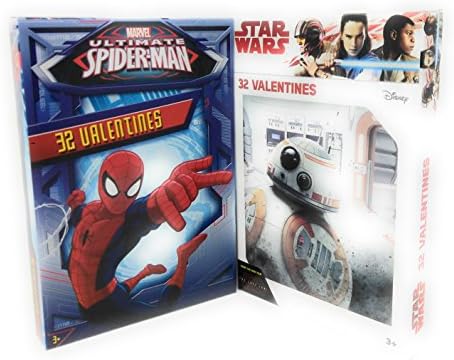 Happy Valentine's Day 32 Cards Spiderman with Star Wars Bundle