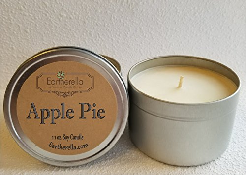 APPLE PIE Natural Soy Wax 11 oz. Tin Candle, long 60+ hour burn time, apple, pie, granny smith, butter, cream, cinnamon, strong scent, great gift