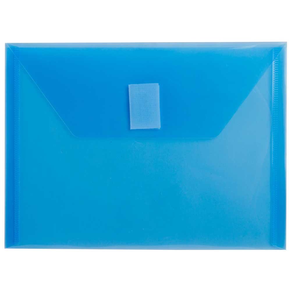 JAM PAPER Plastic Wallet Envelopes with Hook & Loop Closure - Index - 139.7 x 190.5 mm - Blue - 12/Pack