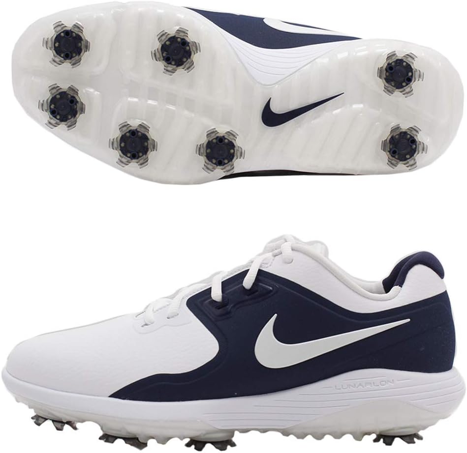 NIKE Vapor Pro Golf Shoes 2019 White/Metallic White/Midnight Navy/Volt Wide 7.5