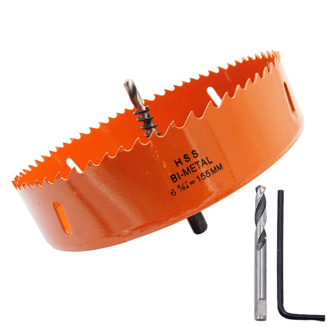 Hole Saw 155mm LAIWEI Hole Cutter, with 1 Drill and 1 Hex Key for Drilling Wood, PVC, etc., Drilling Tools 6-1/8" inch