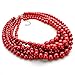 Chunky Layered Strands Shimmery Red Acrylic Simulated-Pearl Bead Silver Chain Necklace Earring Jewelry Set Gift