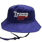 Bd2024 Donald Trump with Flag 2016 Bucket Hat with String Navy