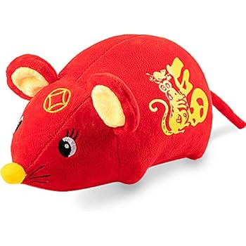New Year Rat Ornament 2020 Chinese Festival Decorations Year of The Rat Festival Decoration Good Luck Plush Mouse Stuffed Animal Table Shelf Decor Home Figurines (18 cm/ 7.08 Inches)
