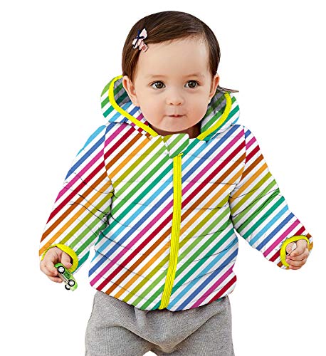Veste décontractée pour Filles Manteau à Manches Longues rayé coloré Blanc Bleu Jaune Manteaux à Capuche pour Enfants 0-3 Ans de la Vie Quotidienne