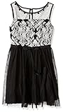 My Michelle Big Girls' Sleveless Dress with Sheer Yoke, Beading Around Neckiline, Brocade Print Top
