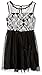 My Michelle Big Girls' Sleveless Dress with Sheer Yoke, Beading Around Neckiline, Brocade Print Top