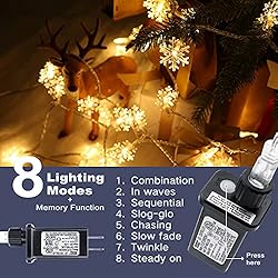 Christmas Snowflake String Lights, 49 ft 100 LED