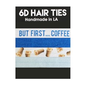 Amazon Com 6d Hair Ties But First Coffee Themed Creaseless