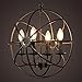 BAYCHEER Metal Round Cage Pendant Lights Industrial Vintage Retro Black Iron Global Pendant Lamp Fixture Hanging Lighting Chandelier with 4 E12 Blub Bases for Restaurant,Bar,Living Room,UL Listed