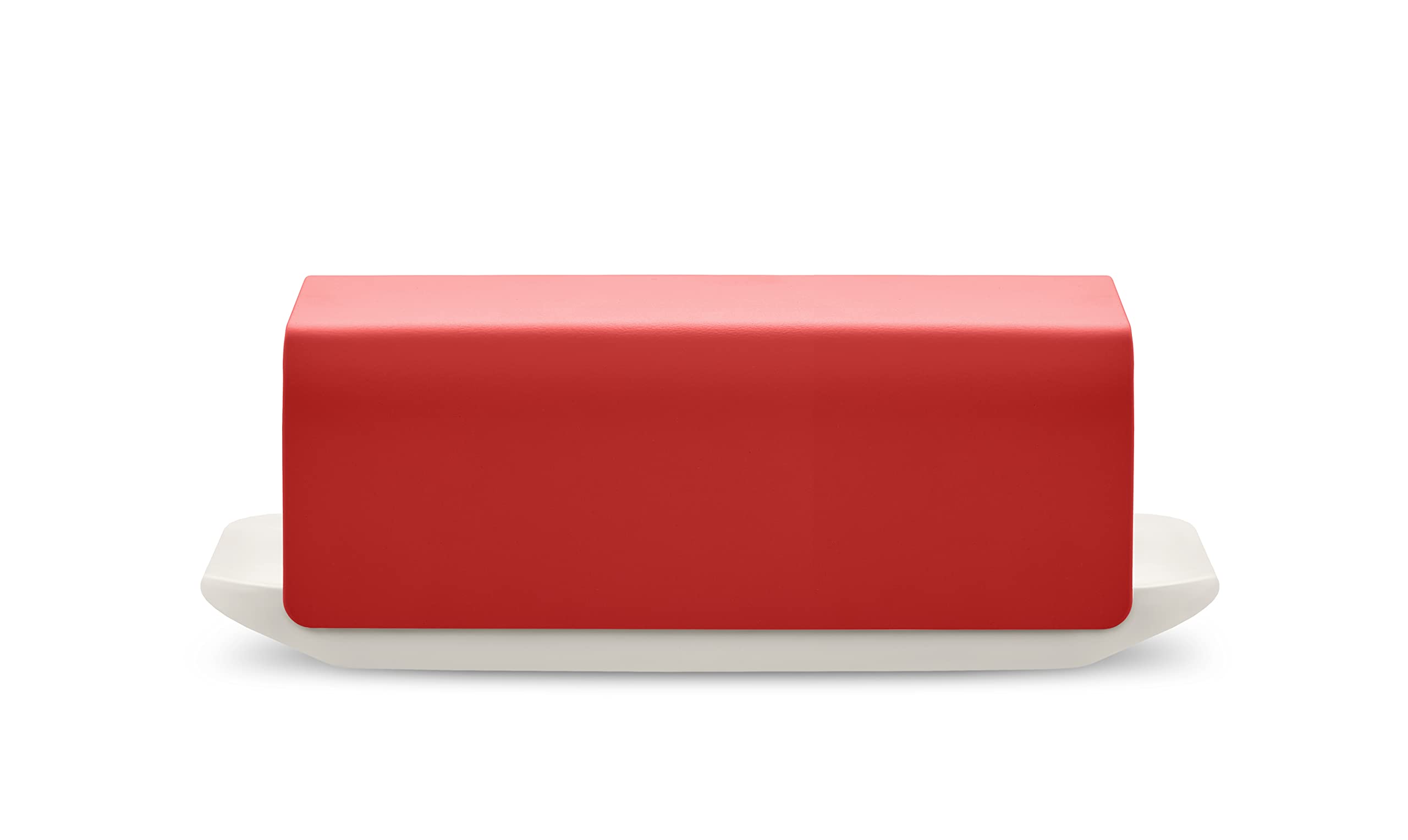 Alessi Mattina BG04 R - Design Butter Container, Made of Porcelain with Lid in 18/10 Stainless Steel, Colored with Epoxy Resin, Red