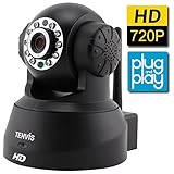 Smart Security Camera, Baby Monitor, TENVIS 720P H.264 Megapixel P2P Home WiFi Wireless Surveillance IP/Network Security Camera, Night Vision, Black