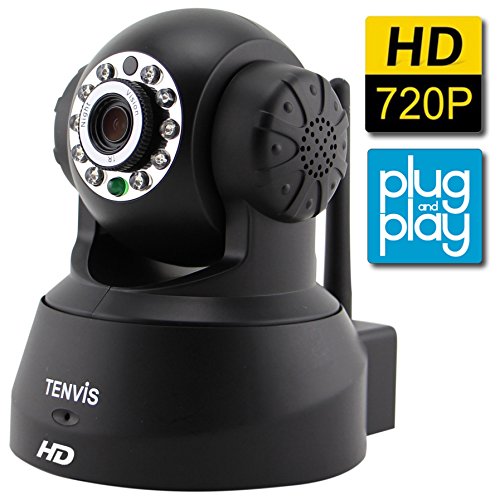 Smart Security Camera, Baby Monitor, TENVIS 720P H.264 Megapixel P2P Home WiFi Wireless Surveillance IP/Network Security Camera, Night Vision, Black