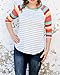 MEROKEETY Women's Striped Contrast Color Tops 3/4 Sleeve Baseball Tee Shirt Blouse