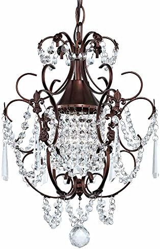 Ashford Classics Lighting Crystal Mini Chandelier Pendant Light in Bronze Finish - Mount in Formal Dining Room, Living Room, Kitchen