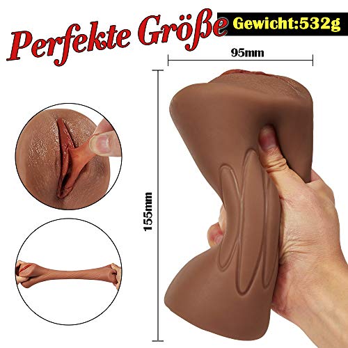 Taschenmuschi für Männer Tragbare Pocket Pussy Realistische Masturbatoren echter Vulva und Klitoris Erotik Sexspielzeug für Männer Bronze Teint