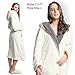 KEMUSI Hooded Cream Herringbone Women's Soft Spa Long Kimono Bathrobe,Comfy Full Length Warm Nightdress M