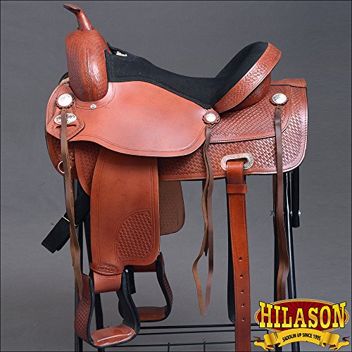 HILASON TREELESS WESTERN LEATHER TRAIL BARREL RACING HORSE RIDING SADDLE