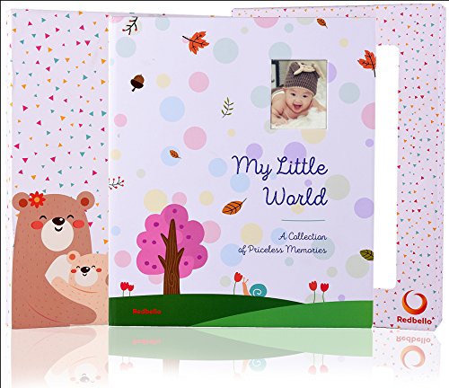 BABY MEMORY BOOK AND JOURNAL - FIRST 5 YEARS - 72 PAGES -100 PHOTO SPACES- MODERN BABY SHOWER GIFT AND KEEPSAKE FOR NEW PARENTS TO RECORD PHOTOS AND MILESTONES CUTE BABY SCRAPBOOK & ALBUM FOR BOY GIRL