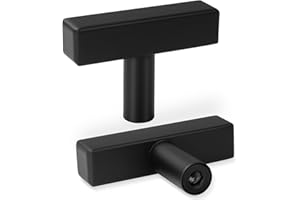 AEEKEL 30 Pack Square Cabinet Knobs Matte Black Drawer Knobs 2" Length, Single Hole Kitchen Knobs for Cabinet Pulls, Stainless Steel Cabinet Handles for Bedroom Bathroom Office