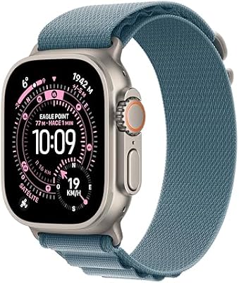 Watch Ultra 3 GPS + Cellular, Reloj prémium para Running y Multideporte con Caja de Titanio Resistente de 49 mm y Correa Loop Alpine Azul Claro - Talla L. Monitores avanzados de Salud y entreno