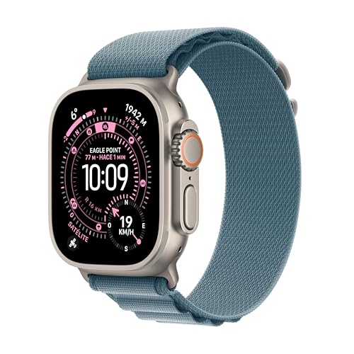 Watch Ultra 3 GPS + Cellular, Reloj prémium para Running y Multideporte con Caja de Titanio Resistente de 49 mm y Correa Loop Alpine Azul Claro - Talla L. Monitores avanzados de Salud y entreno