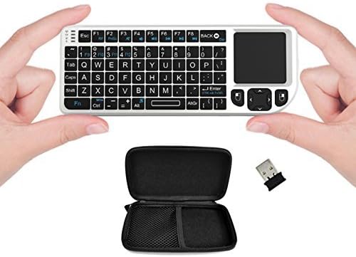 FAVI FE01 2.4GHz Wireless USB Mini Keyboard with Mouse Touchpad, Laser Pointer, Case - USA Version (Warranty) - White (FE01-WH)