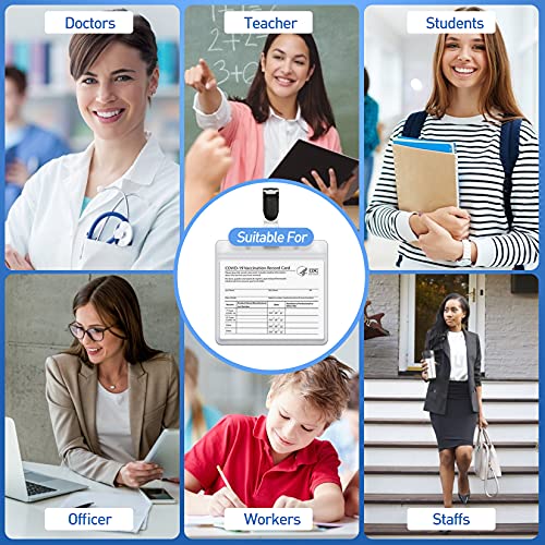 Houselog CDC Vaccination Card Protector 4.25 X 3.5 Inches,Vaccine Cards Cover Immunization Record Card Holder Clear Vinyl Plastic Sleeve with Waterproof Clip (3PCS)