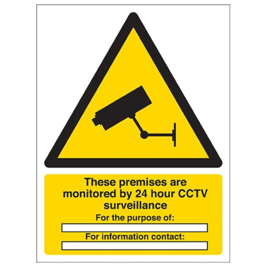 V Safety Eco Friendly Warning Security - Monitored By 24 CCTV For The Purpose Of¿ - 150 X 200mm
