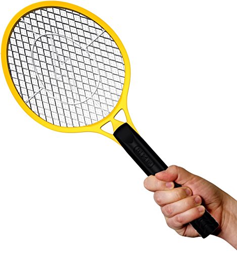BugzOff® Electric Fly Swatter Racket - Best Zapper for Flies - Swat Insect, Wasp, Bug & Mosquito with Hand - Indoor and Outdoor Trap and Zap Pest Control Killer [Orange]