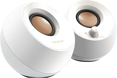 Creative Pebble Modern 2.0 USB Powered Speaker White 45° Elevation