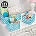 mDesign Fabric Drawer Divider Organizer Bin, Nursery/Bedroom Dresser, Closet, Shelf, Playroom Organization, Hold Clothes, Toys, Diapers, Bibs, Set of 3, Turquoise Blue/White Polka Dot