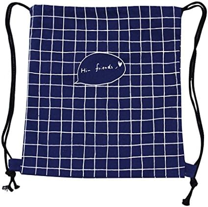 DALAI Doddle Geometric Printed Drawstring Bag Canvas Dark Blue Backpack PE Bag