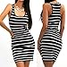 Jushye Women's Mini Dress, Ladies Bandage Bodycon Sleeveless Evening Party Short Striped Slim Dress (L, Black)