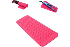 AFT90 Heat Resistant Silicone Mat Pouch,Hair Styling Tools for Curling Irons, Flat Irons, Hair Straightener， 11.5 * 6 Inches, Food Grade Silicone, Pink