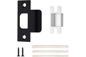 Newlaking T-Shape Matte Black Door Strike Plate for Door Frame Repair Kit, 2-1/8'' Hole Spacing, 1 Pack