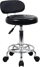 KKTONER PU Leather Modern Rolling Stool with Low Back Height Adjustable Chair view 1