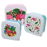 Set Of 3 Lunch Boxes - Flamingo Design By Puckator