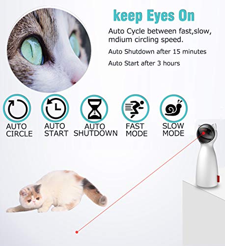 POWERbeast Laser Cat Toys Interactive - Pet Laser Pointer for Cats/Dogs with Automatic Rotating,Auto Shutdown/Startup for Catch and Training,5 Adjustable Rotating Height/Range,Cat Exercise Toys